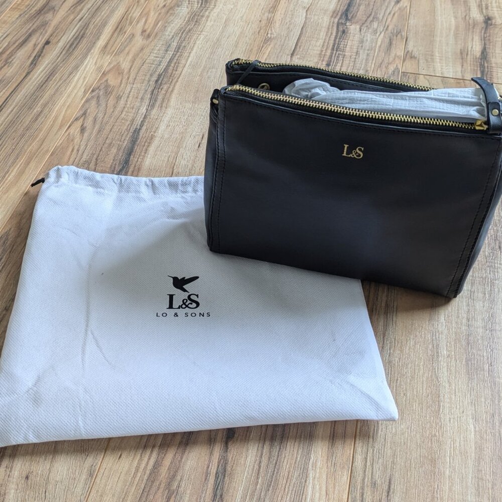 NWT Lo & Sons Black Leather Pearl Purse